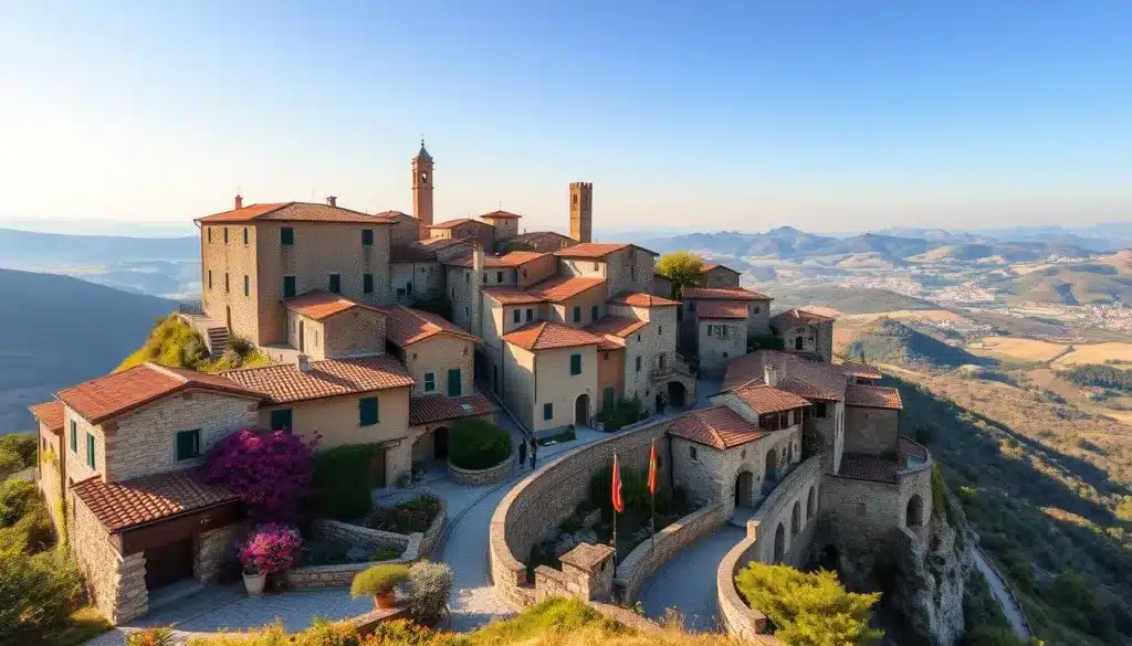 ancient hilltop villages in Italian hills