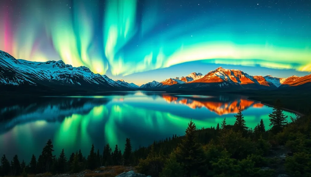 northern lights and midnight sun